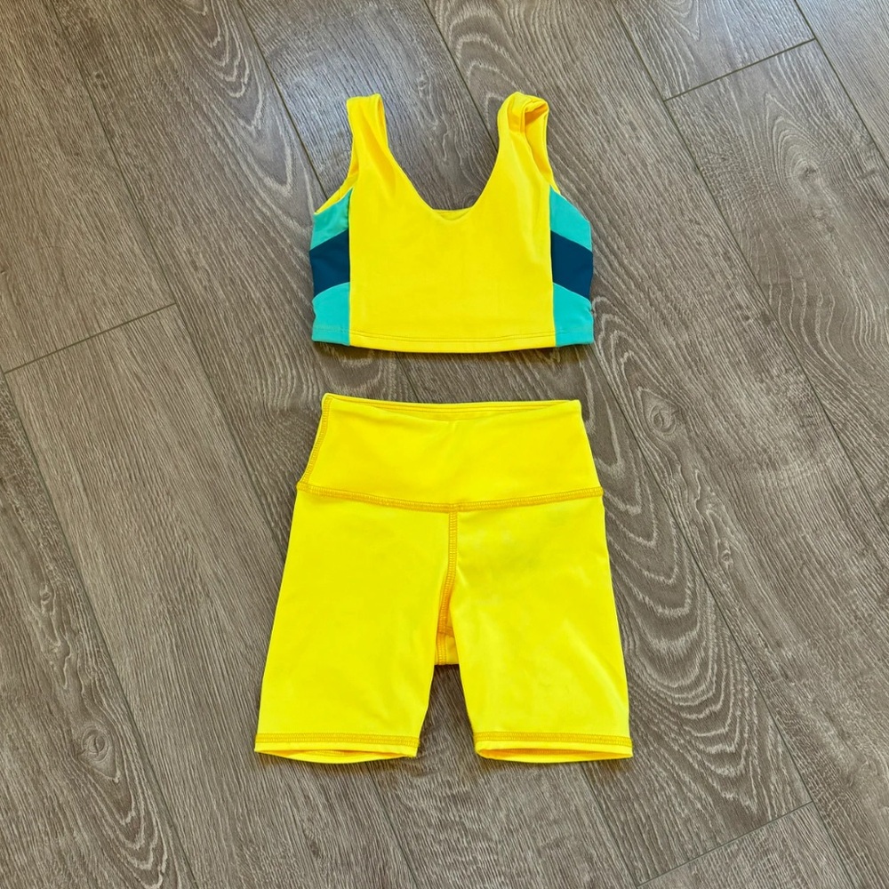Tiger Friday, Chevy Crop Top and Biker Shorts in Lemon Drop Yellow, CM Child 6/8